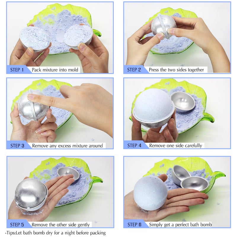 DecorRom Bath Bomb Mold Set with Soap Colorant, Shrink Wrap Bags - Skin Safe Food Grade Soap Dye for Bath Bomb Making Supplies Kit - Liquid Dye for CP M&P Soap Coloring, Crafts - with Instructions Adult Hobby - Image 5